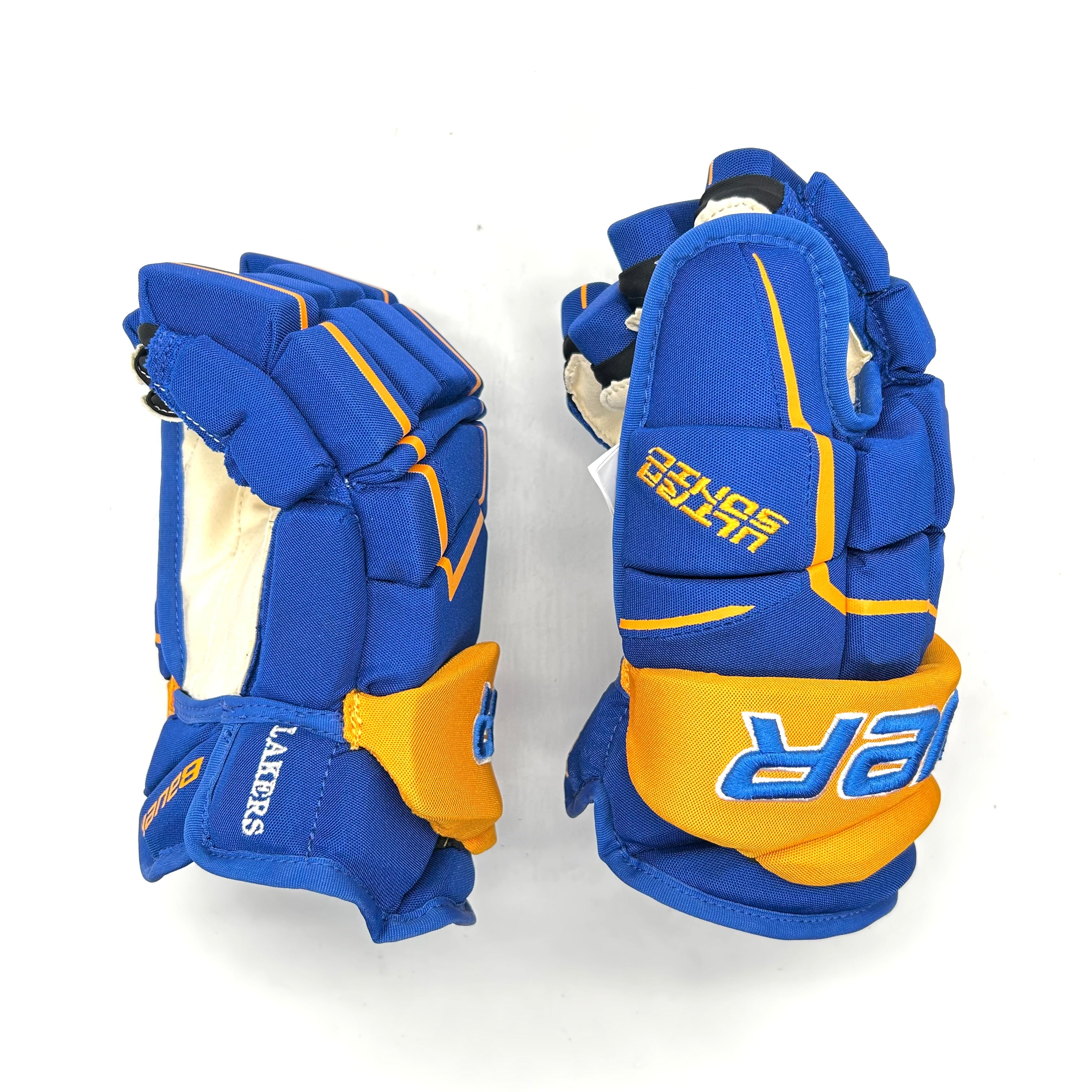 Gants de hockey Bauer Supreme Ultrasonic - NCAA Pro Stock (bleu/jaune)